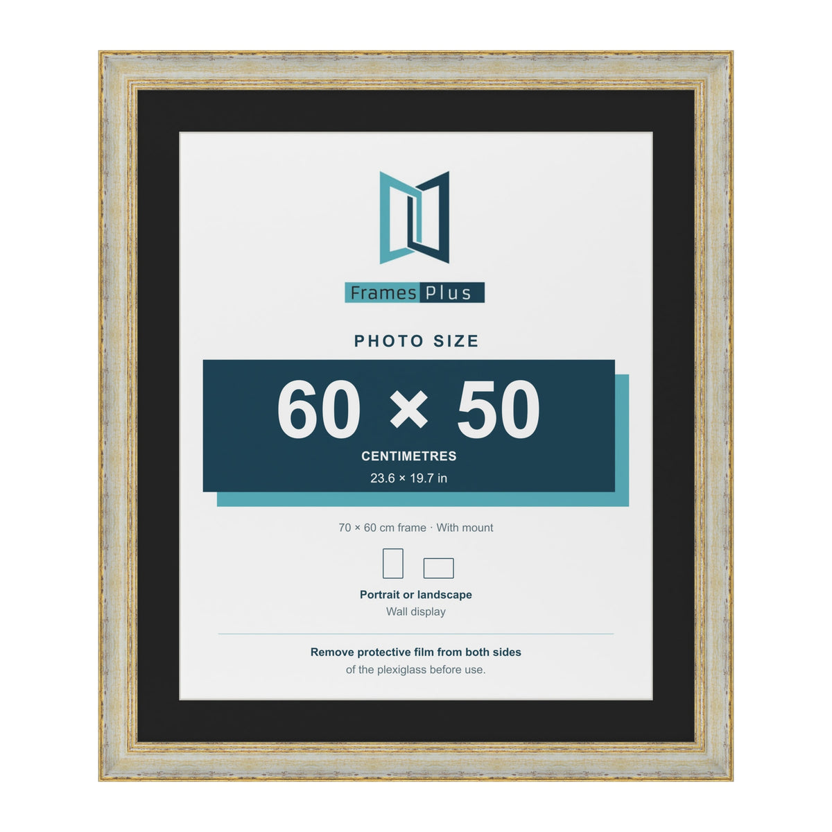 Cassis Cream 70 x 60 cm picture frame with a black mount for a 60 x 50 cm photo