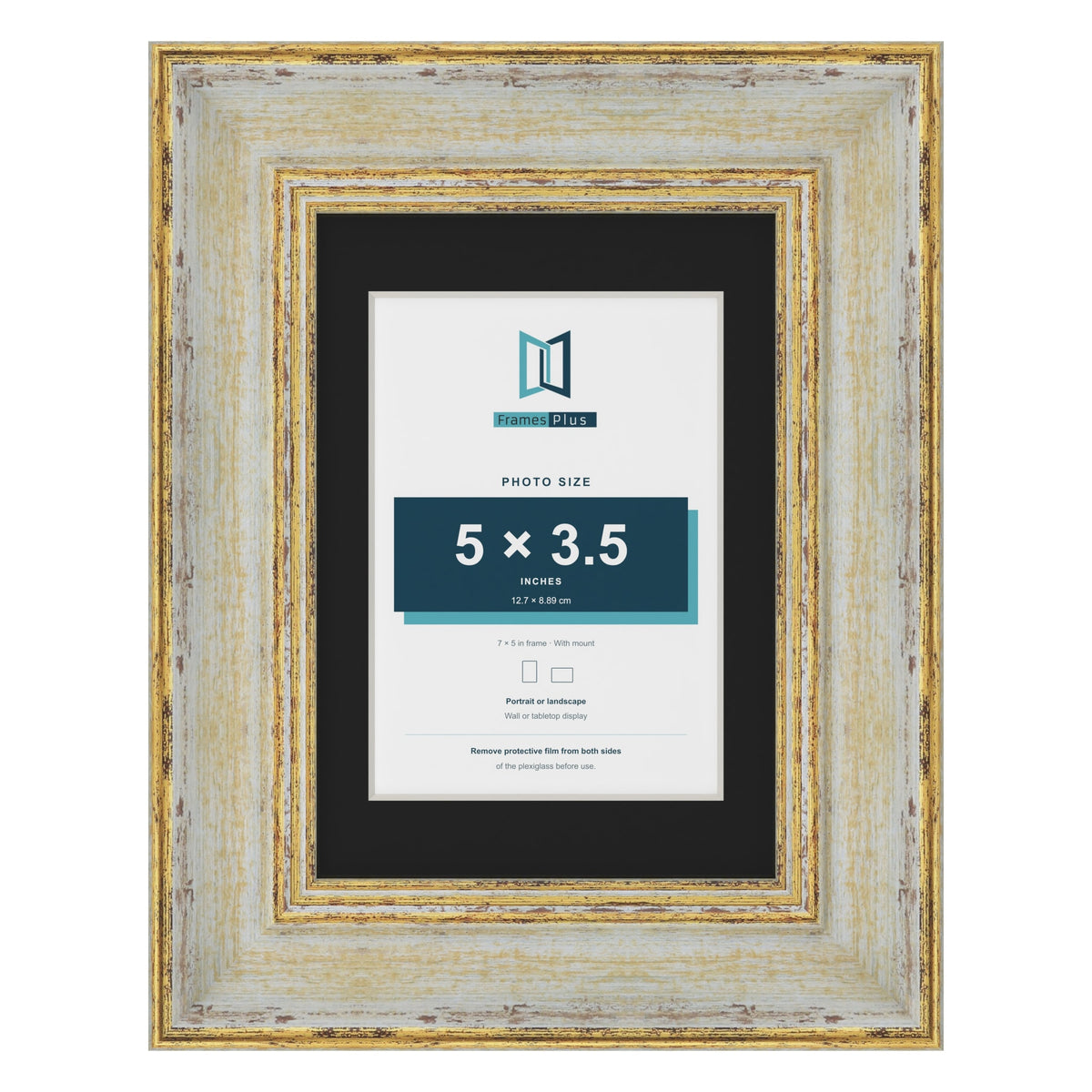 Cassis Cream 7 x 5 inch picture frame with a black mount for a 5 x 3.5 inch photo