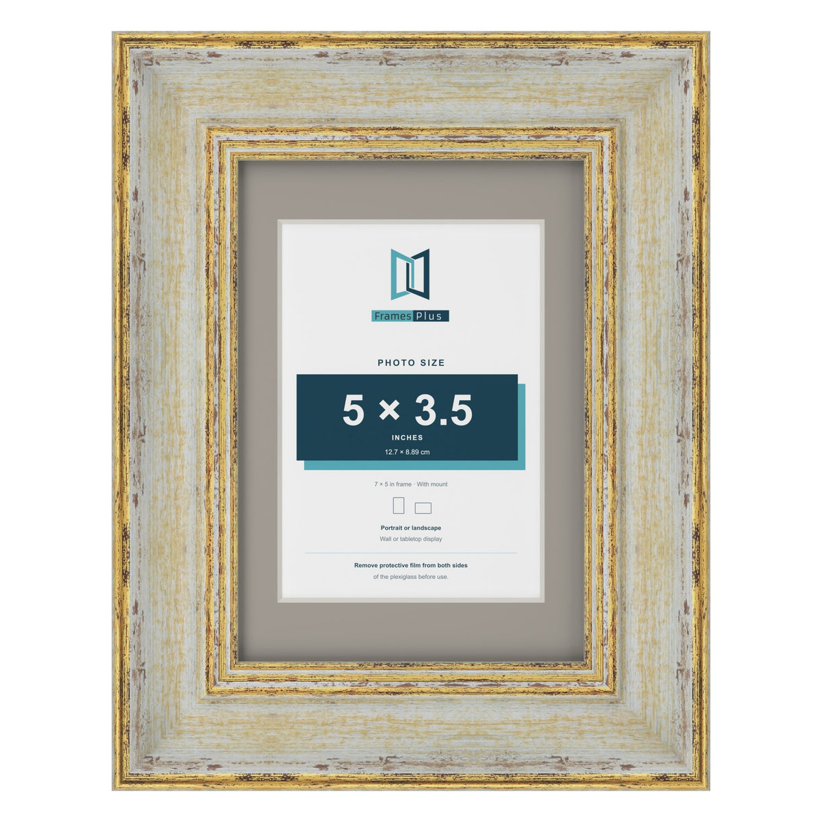 Cassis Cream 7 x 5 inch picture frame with a dawn grey mount for a 5 x 3.5 inch photo