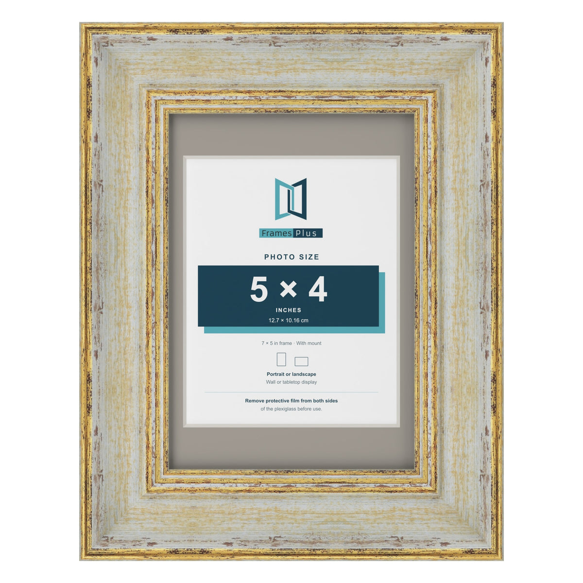 Cassis Cream 7 x 5 inch picture frame with a dawn grey mount for a 5 x 4 inch photo