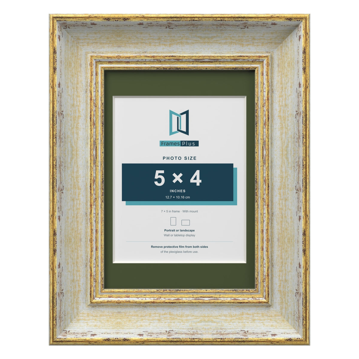 Cassis Cream 7 x 5 inch picture frame with a green mount for a 5 x 4 inch photo