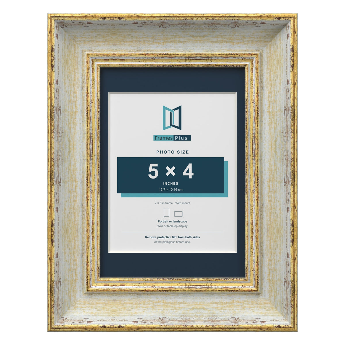 Cassis Cream 7 x 5 inch picture frame with a pacific blue mount for a 5 x 4 inch photo