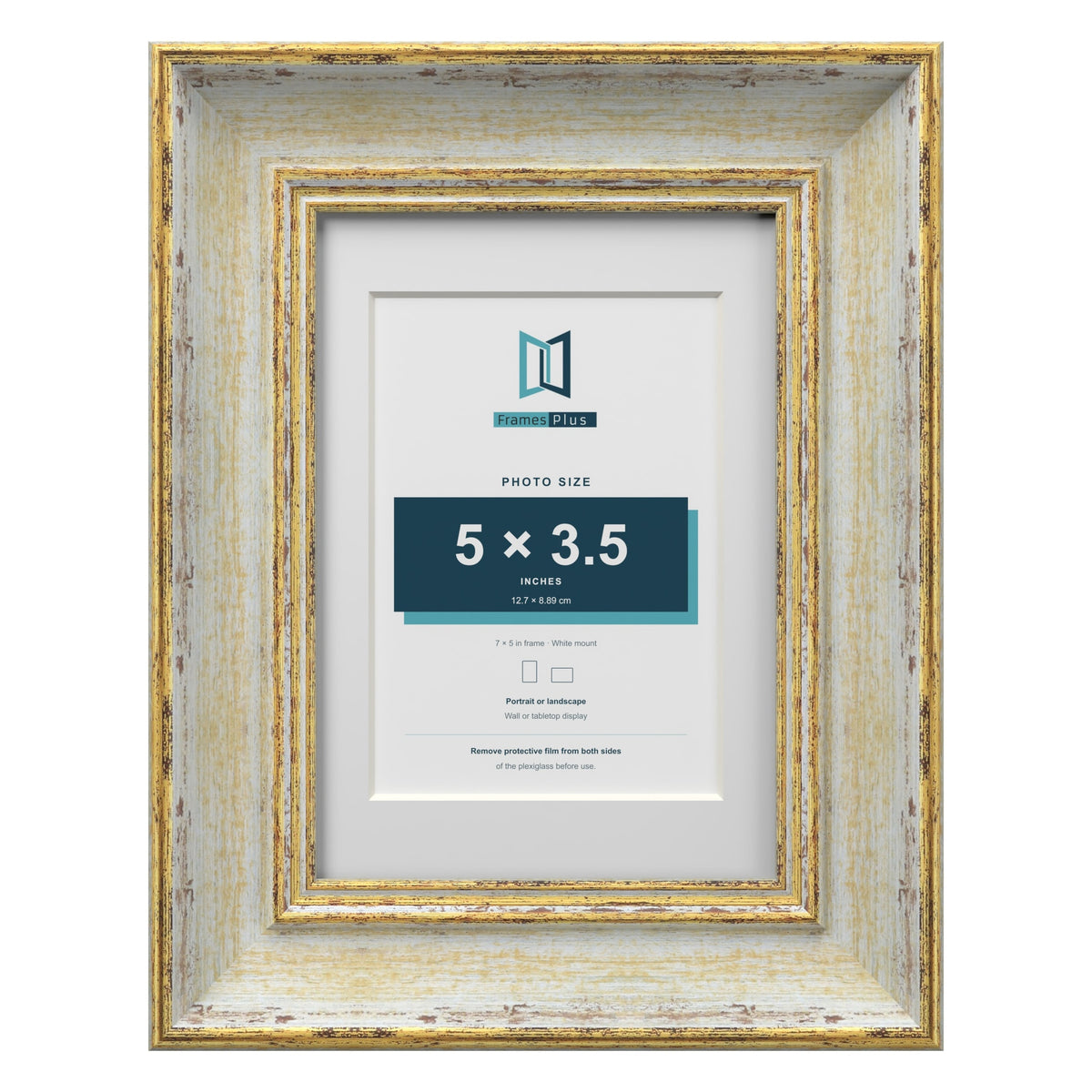Cassis Cream 7 x 5 inch picture frame with a white mount for a 5 x 3.5 inch photo