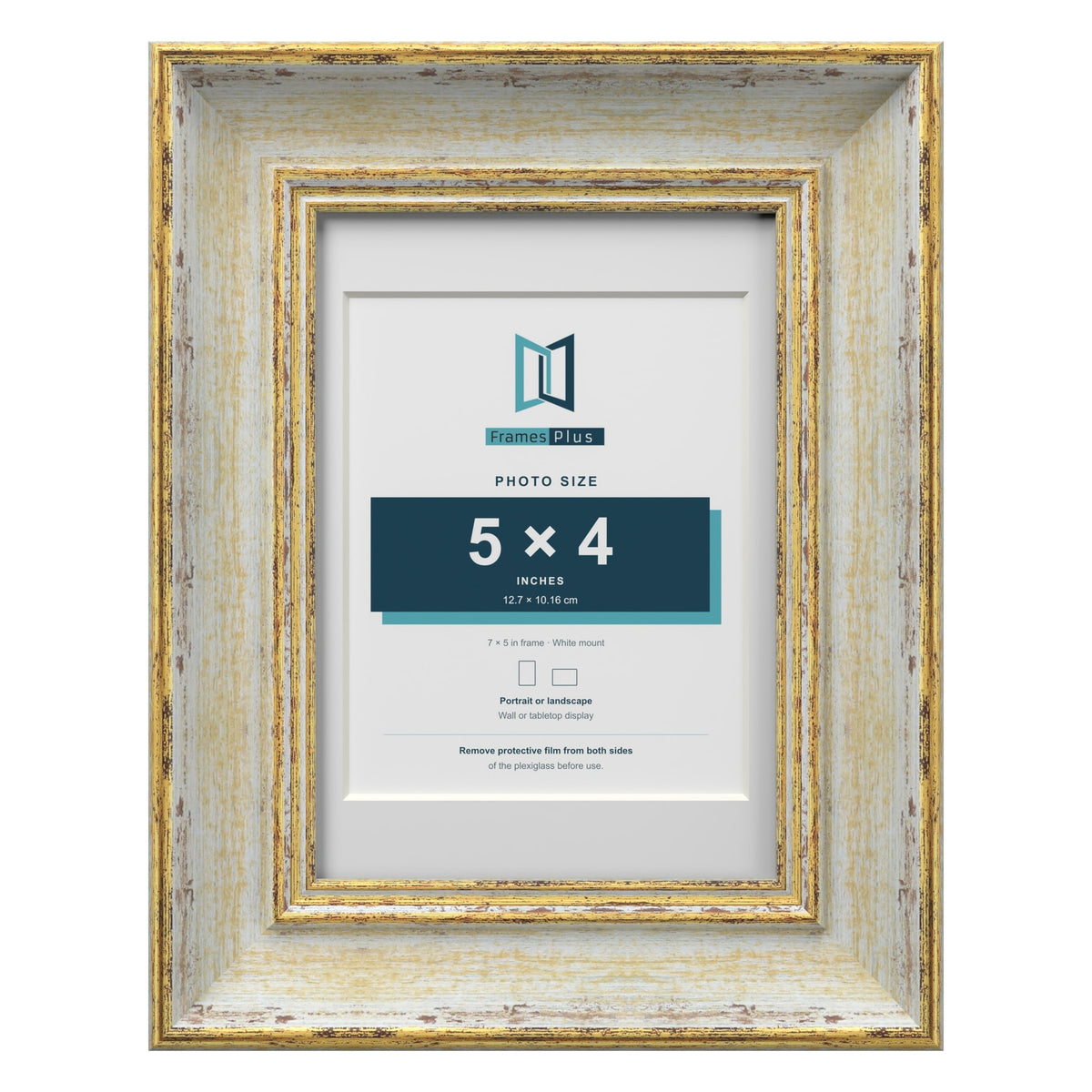 Cassis Cream 7 x 5 inch picture frame with a white mount for a 5 x 4 inch photo