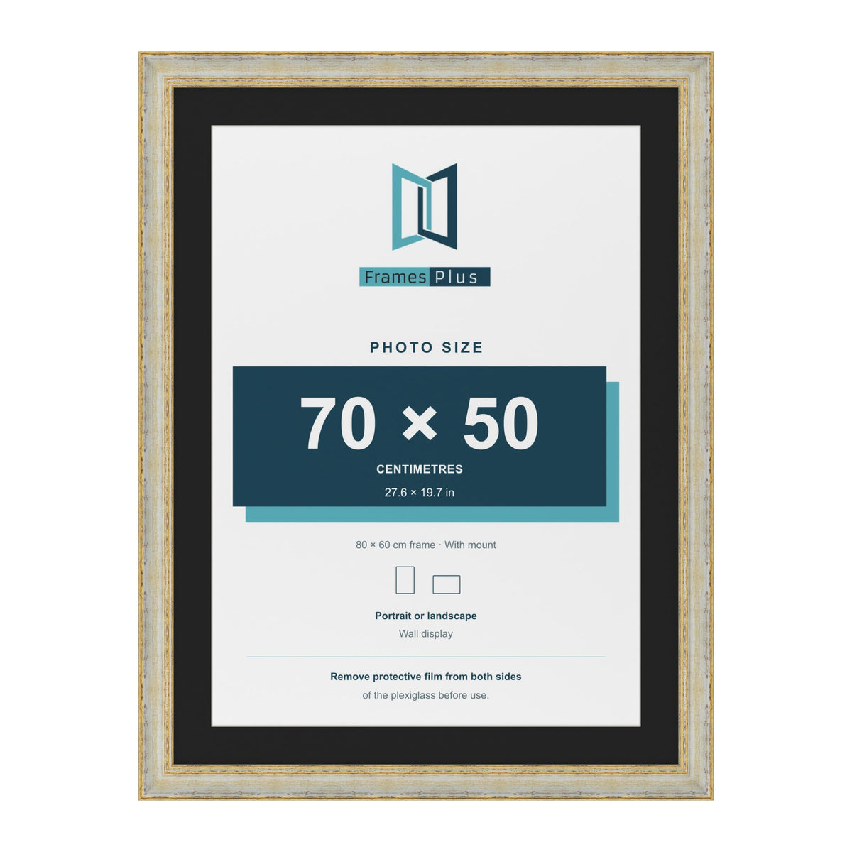 Cassis Cream 80 x 60 cm picture frame with a black mount for a 70 x 50 cm photo
