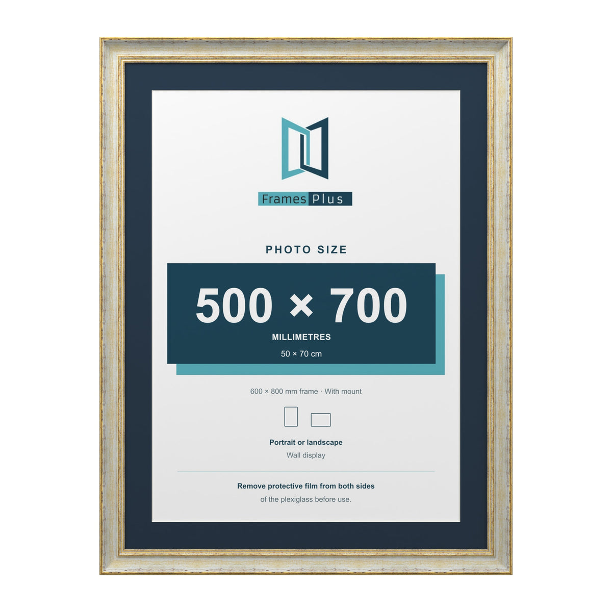 Cassis Cream 80 x 60 cm picture frame with a pacific blue mount for a 70 x 50 cm photo