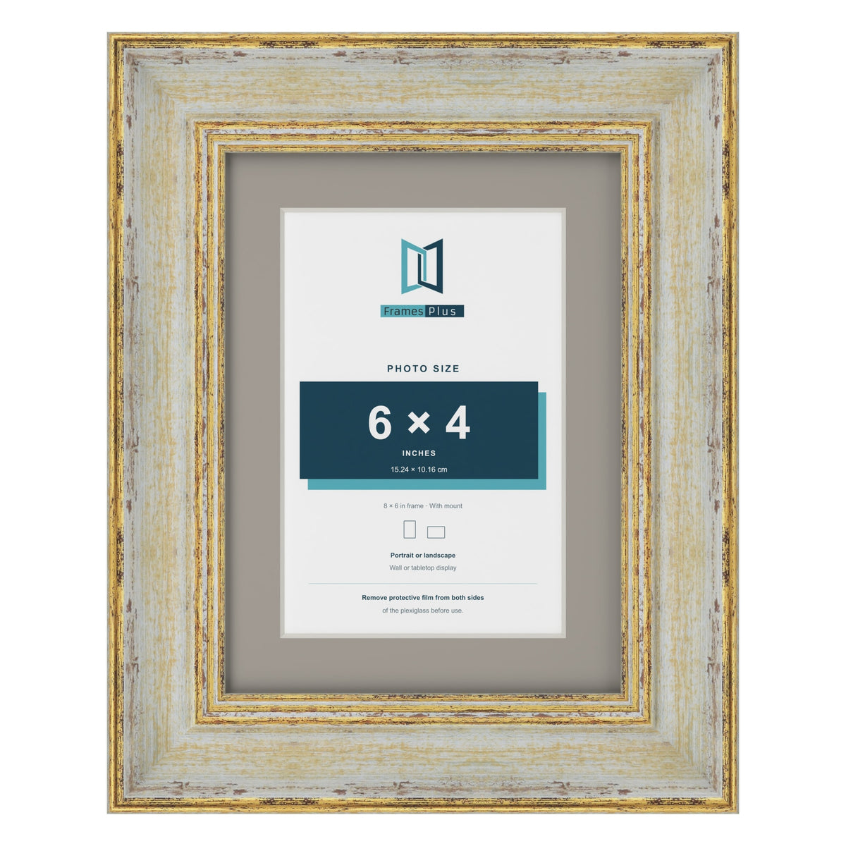 Cassis Cream 8 x 6 inch picture frame with a dawn grey mount for a 6 x 4 inch photo