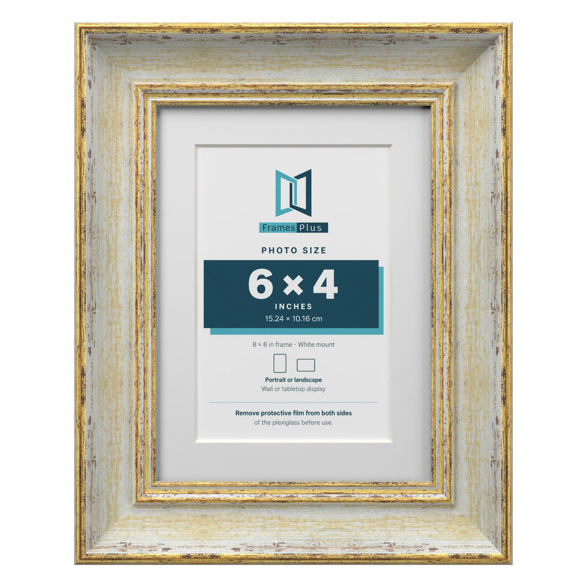 Cassis Cream 8 x 6 inch picture frame with a white mount for a 6 x 4 inch photo