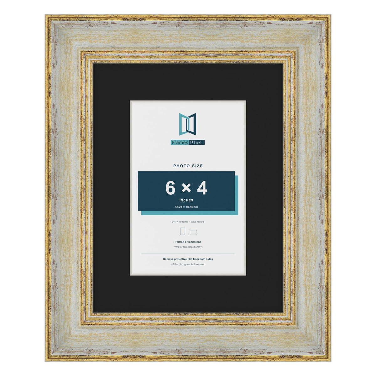 Cassis Cream 9 x 7 inch picture frame with a black mount for a 6 x 4 inch photo
