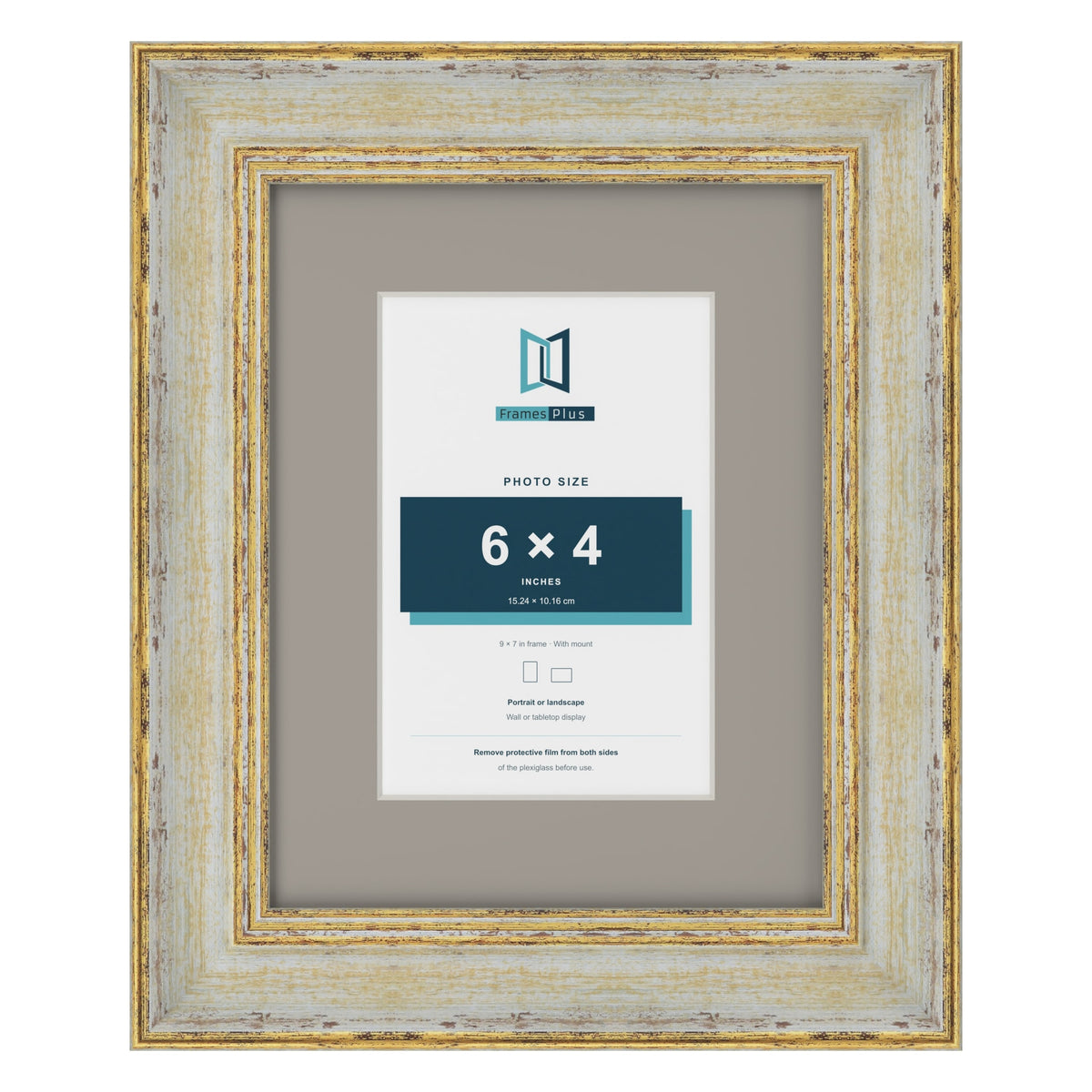 Cassis Cream 9 x 7 inch picture frame with a dawn grey mount for a 6 x 4 inch photo
