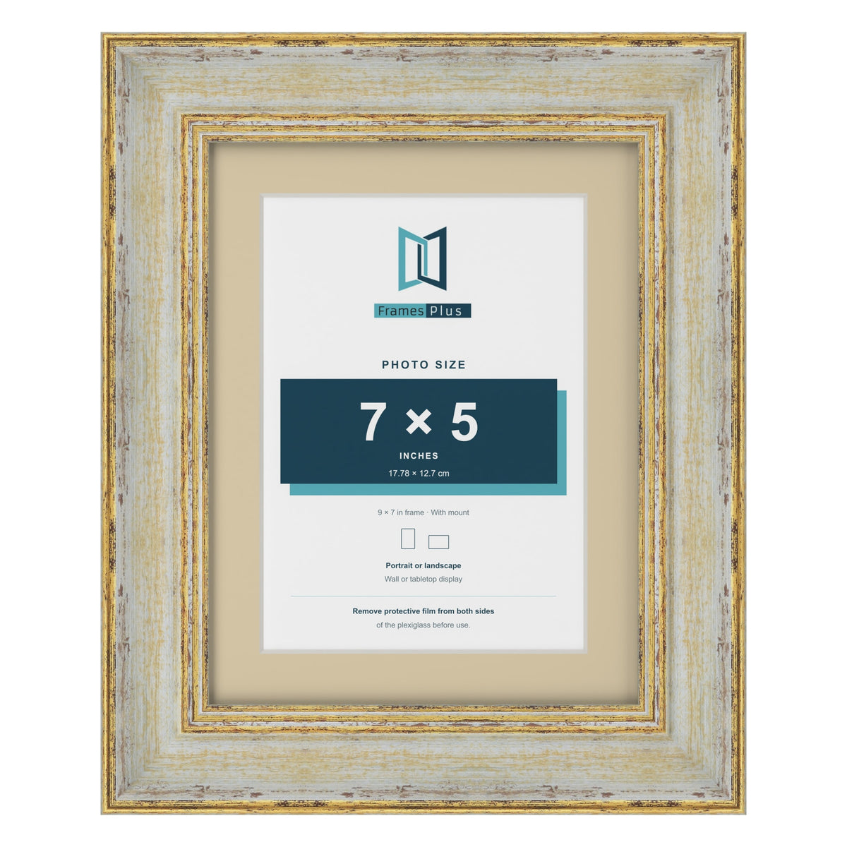 Cassis Cream 9 x 7 inch picture frame with an ivory mount for a 7 x 5 inch photo