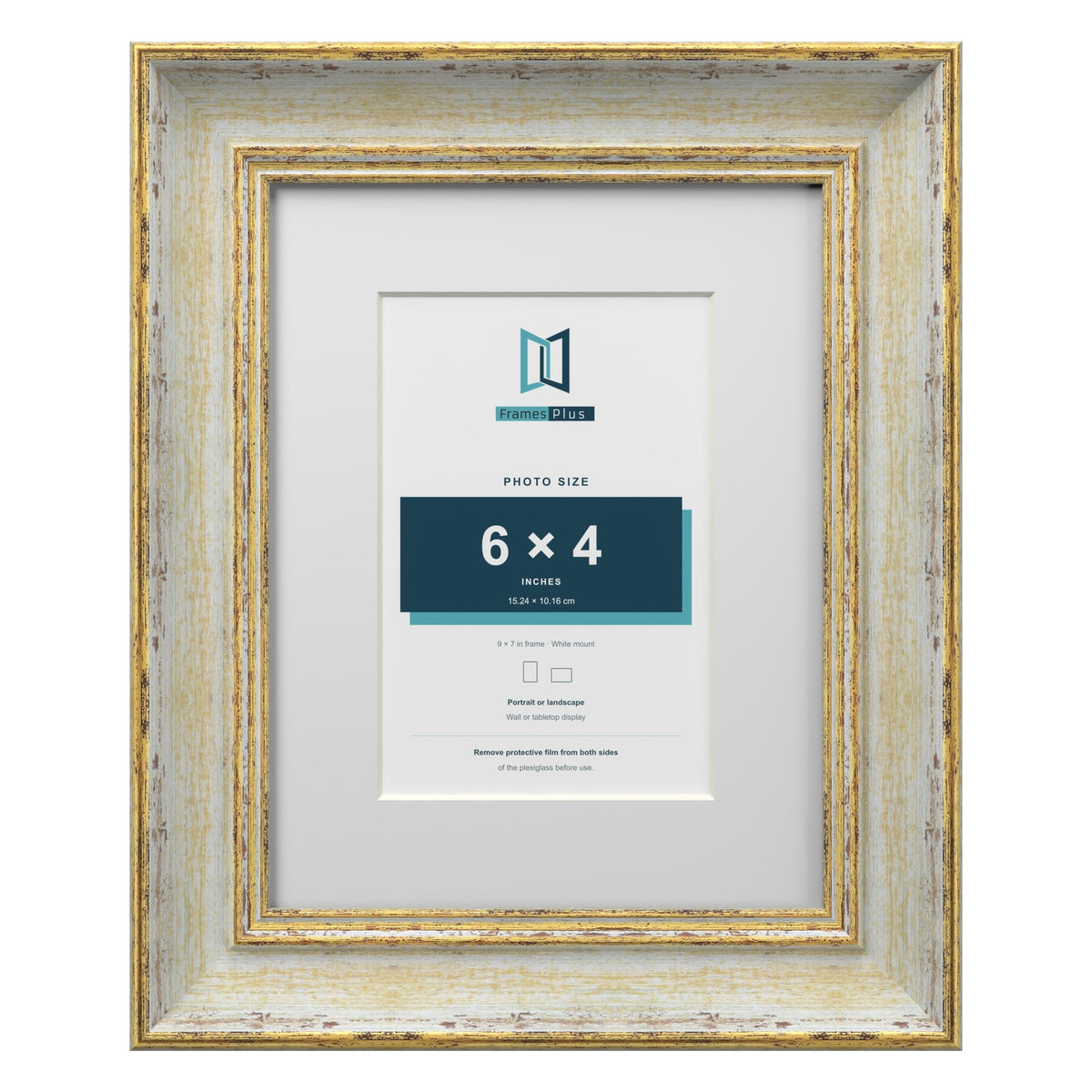 Cassis Cream 9 x 7 inch picture frame with a white mount for a 6 x 4 inch photo