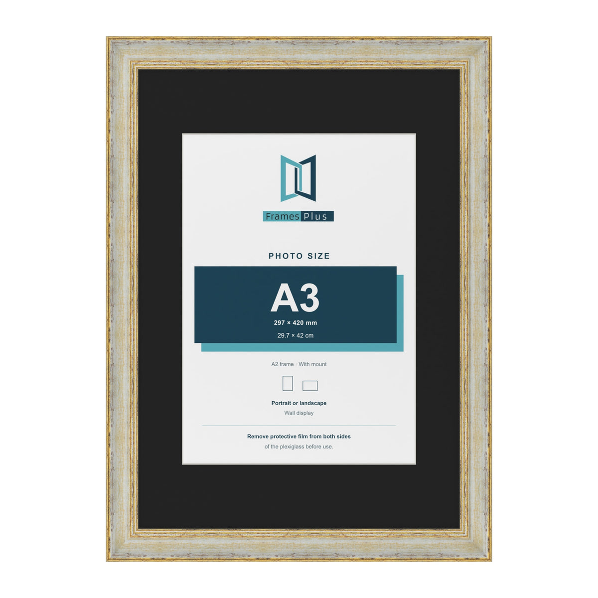 Cassis Cream A2 picture frame with a black mount for an A3 photo