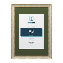 Cassis Cream A2 picture frame with a green mount for an A3 photo