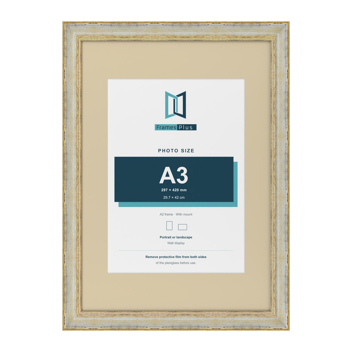 Cassis Cream A2 picture frame with an ivory mount for an A3 photo