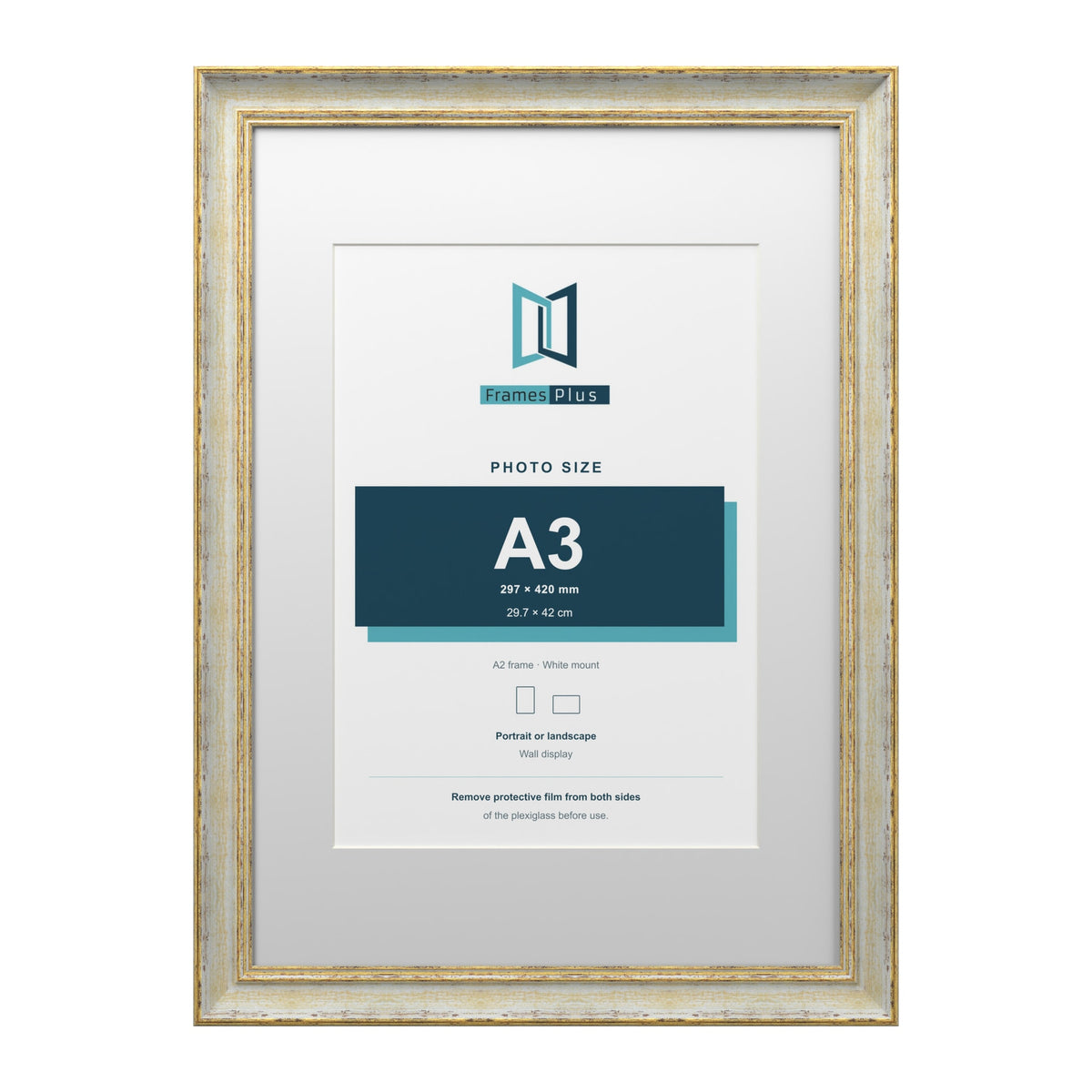 Cassis Cream A2 picture frame with a white mount for an A3 photo