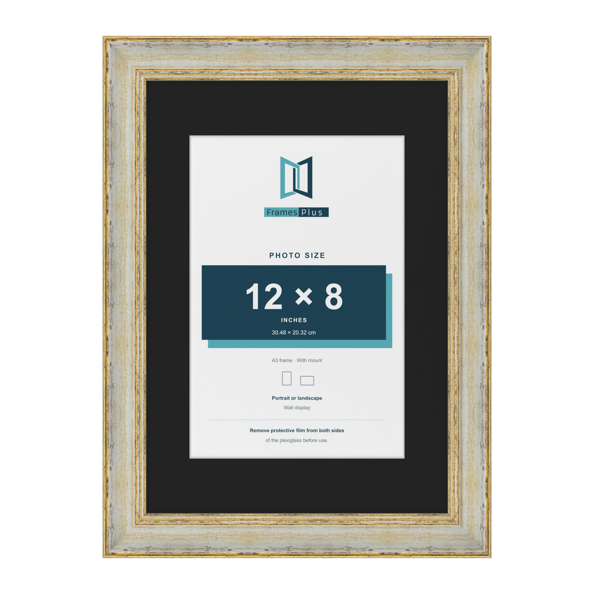 Cassis Cream A3 picture frame with a black mount for a 12 x 8 inch photo
