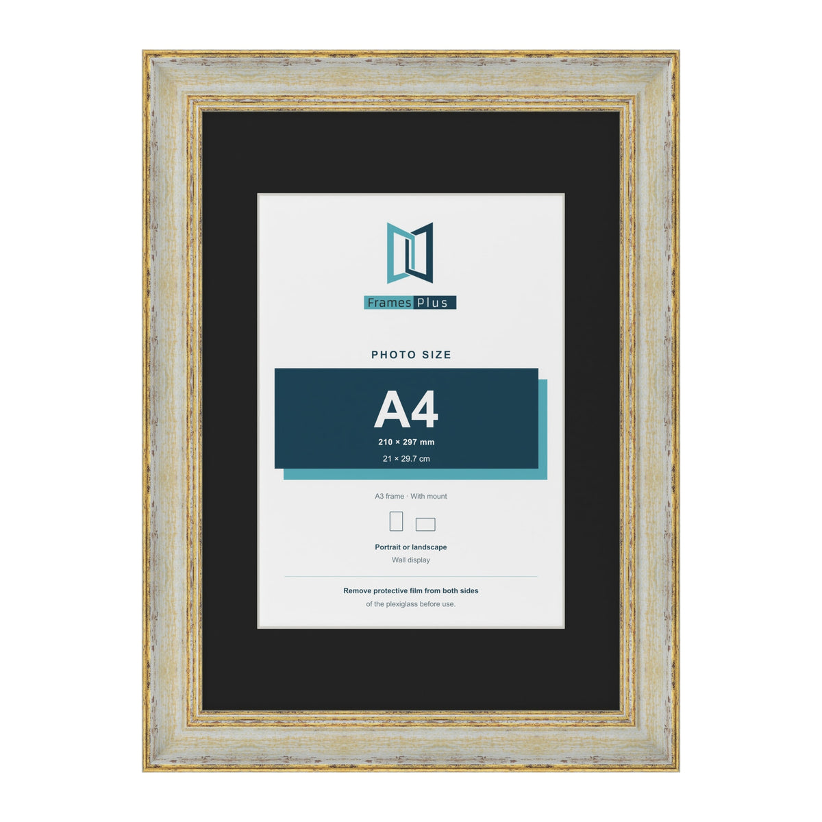Cassis Cream A3 picture frame with a black mount for an A4 photo