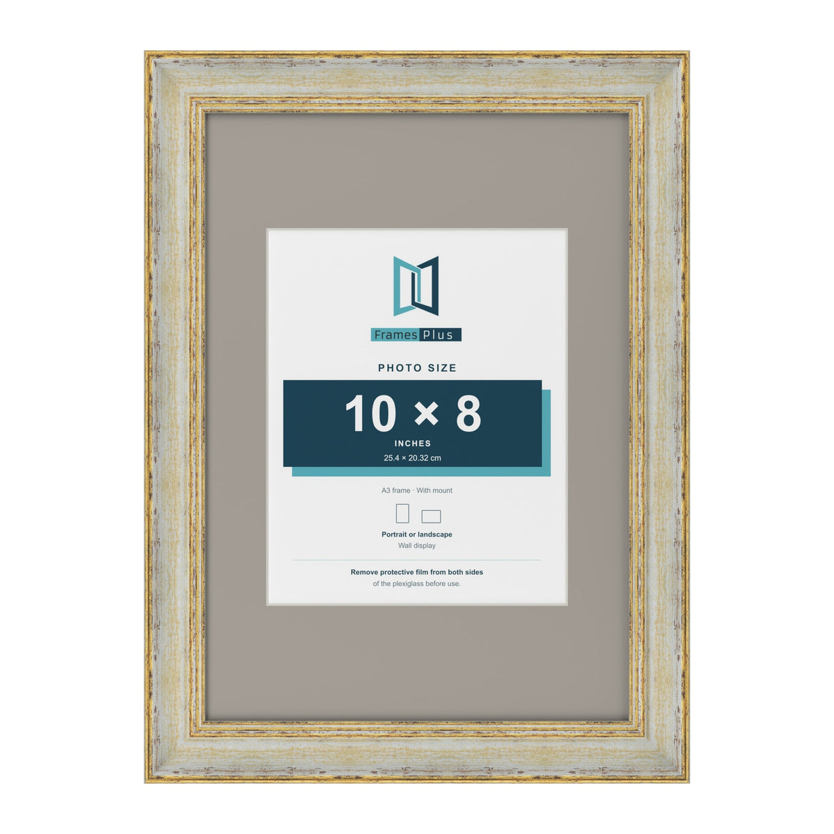 Cassis Cream A3 picture frame with a dawn grey mount for a 10 x 8 inch photo