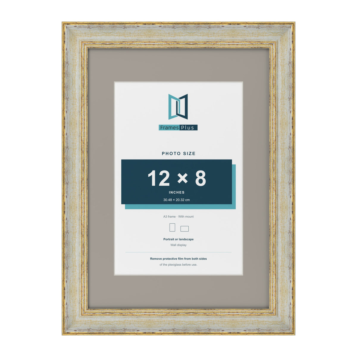 Cassis Cream A3 picture frame with a dawn grey mount for a 12 x 8 inch photo