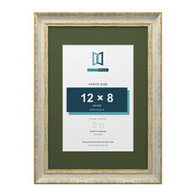 Cassis Cream A3 picture frame with a green mount for a 12 x 8 inch photo