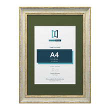 Cassis Cream A3 picture frame with a green mount for an A4 photo