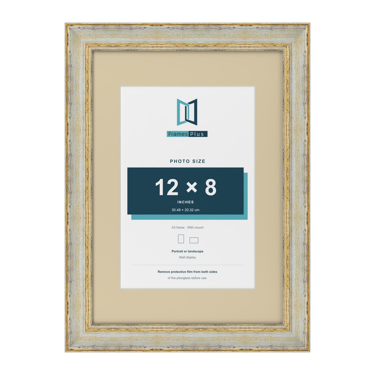 Cassis Cream A3 picture frame with an ivory mount for a 12 x 8 inch photo