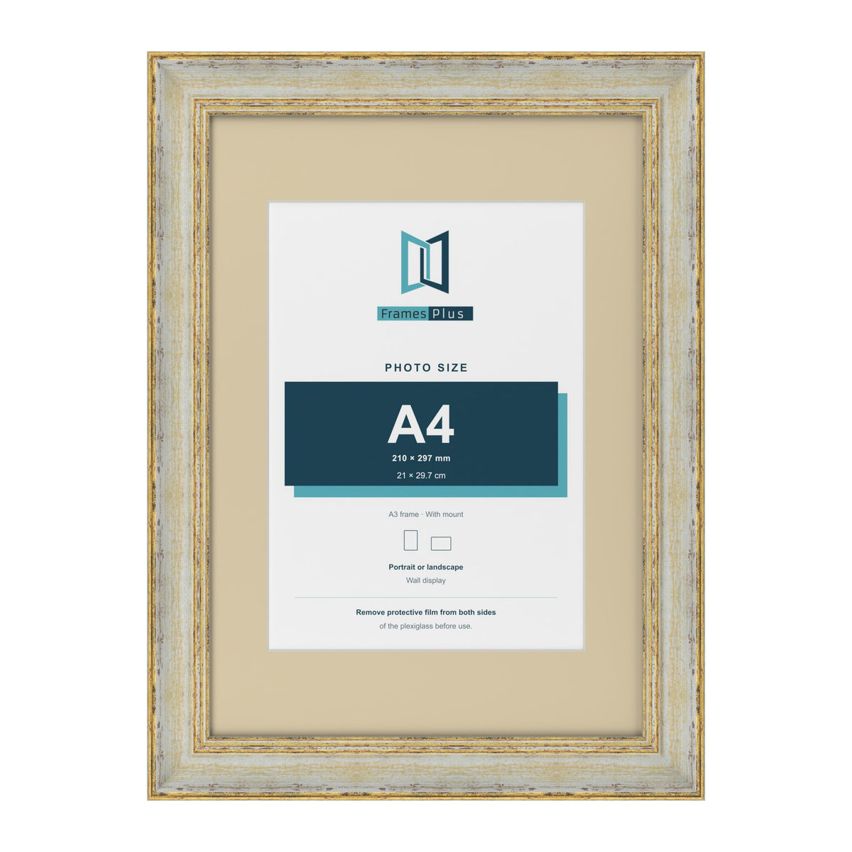 Cassis Cream A3 picture frame with an ivory mount for an A4 photo