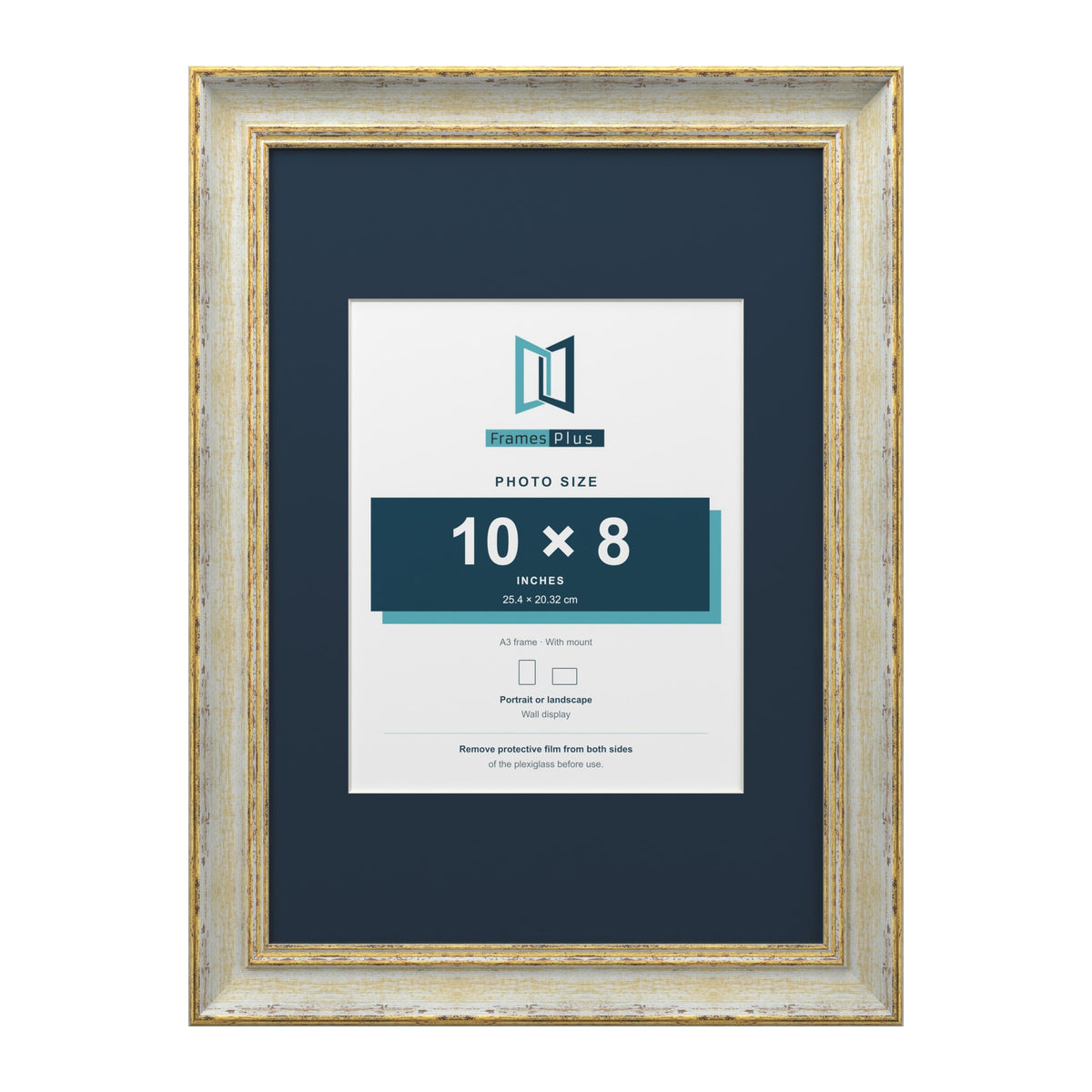 Cassis Cream A3 picture frame with a pacific blue mount for a 10 x 8 inch photo