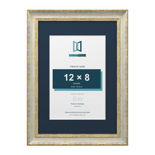 Cassis Cream A3 picture frame with a pacific blue mount for a 12 x 8 inch photo