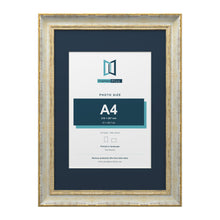 Cassis Cream A3 picture frame with a pacific blue mount for an A4 photo