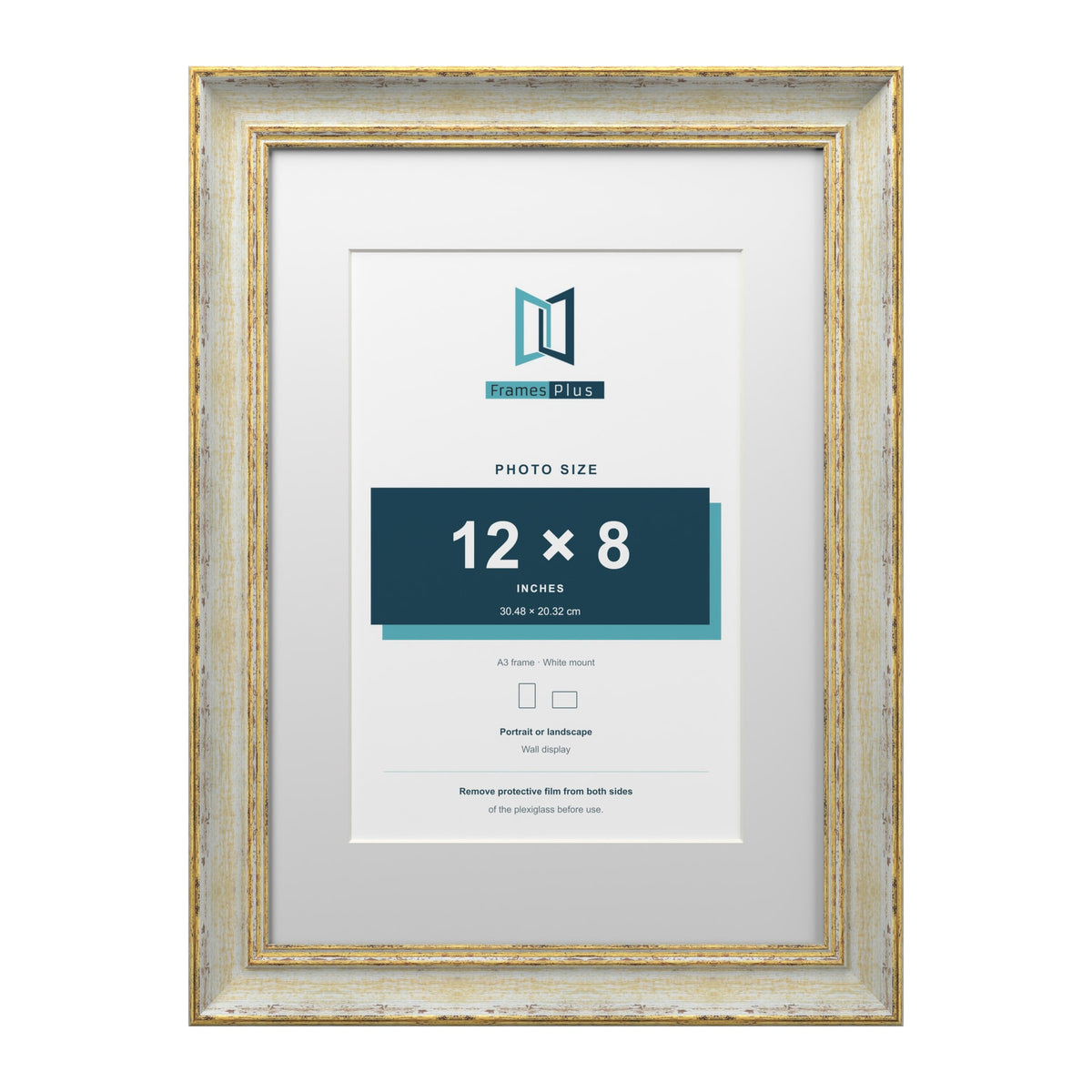 Cassis Cream A3 picture frame with a white mount for a 12 x 8 inch photo