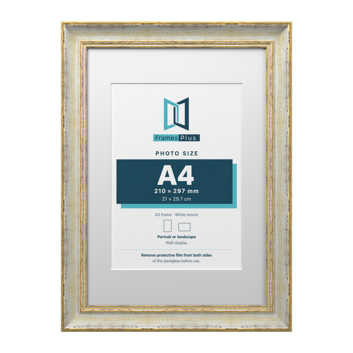 Cassis Cream A3 picture frame with a white mount for an A4 photo