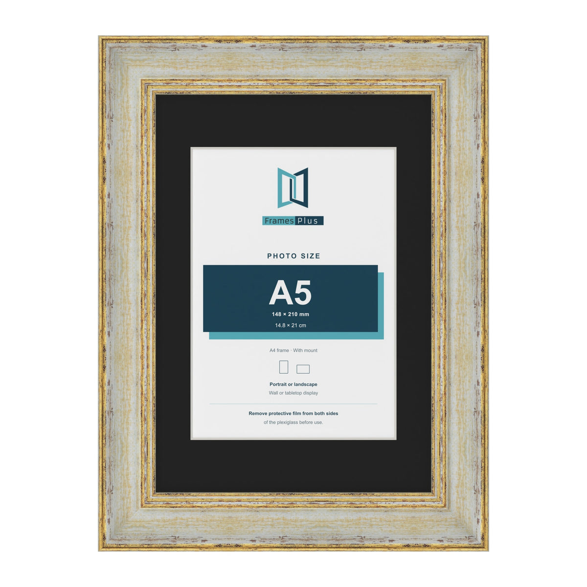 Cassis Cream A4 picture frame with a black mount for an A5 photo