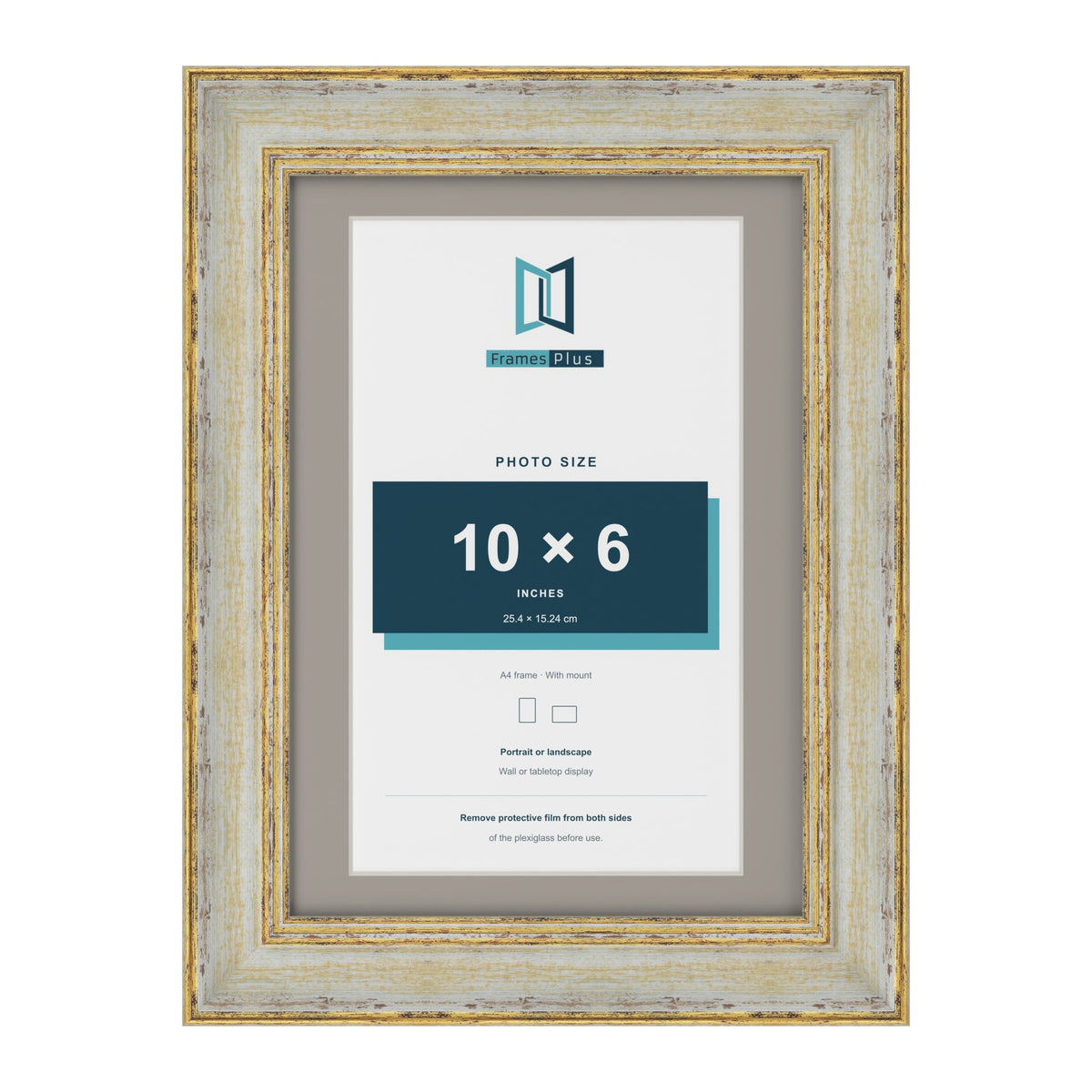Cassis Cream A4 picture frame with a dawn grey mount for a 10 x 6 inch photo