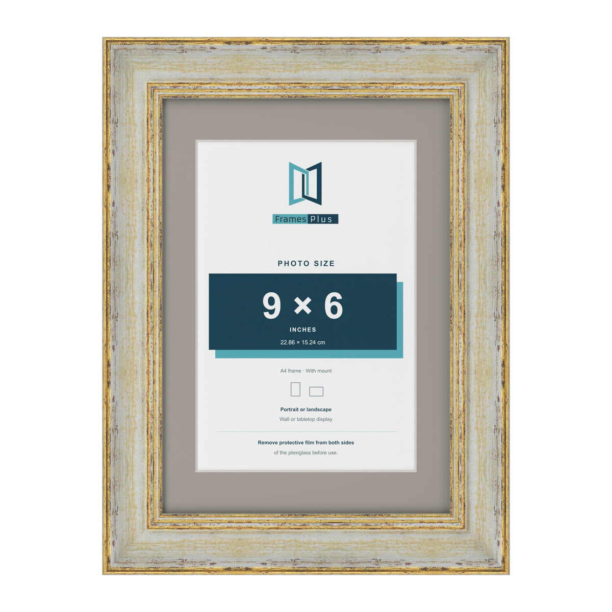 Cassis Cream A4 picture frame with a dawn grey mount for a 9 x 6 inch photo