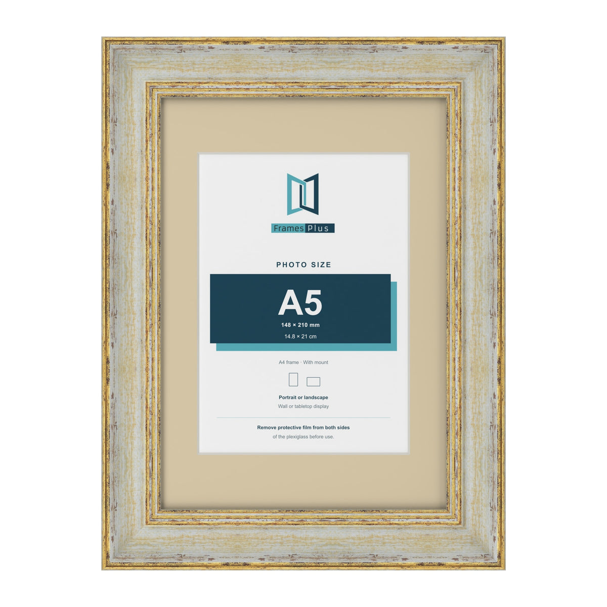 Cassis Cream A4 picture frame with an ivory mount for an A5 photo