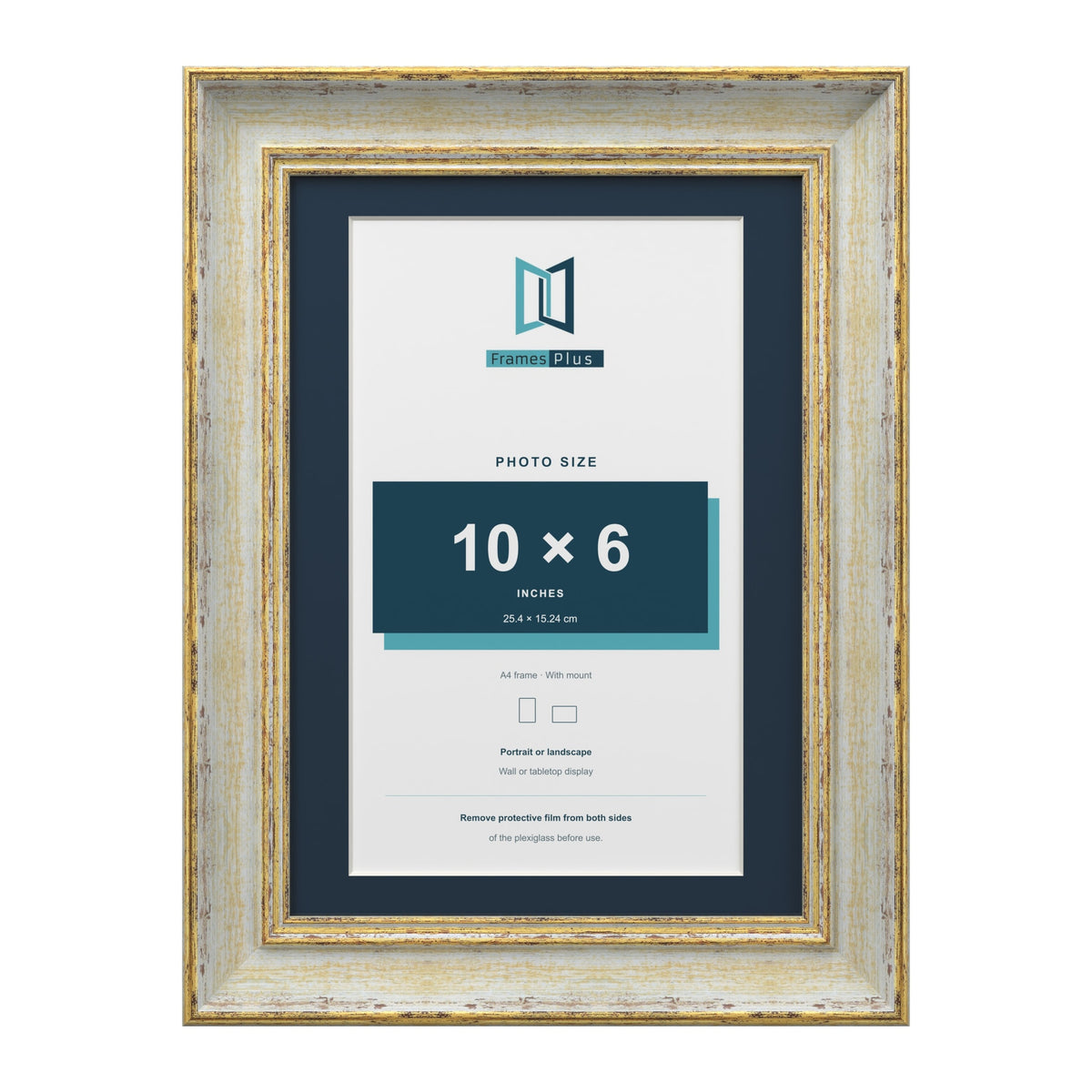 Cassis Cream A4 picture frame with a pacific blue mount for a 10 x 6 inch photo