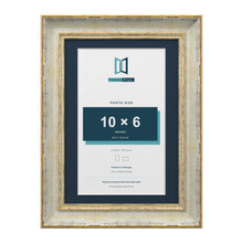 Cassis Cream A4 picture frame with a pacific blue mount for a 10 x 6 inch photo