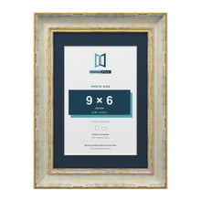 Cassis Cream A4 picture frame with a pacific blue mount for a 9 x 6 inch photo