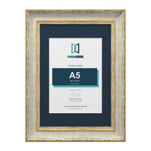 Cassis Cream A4 picture frame with a pacific blue mount for an A5 photo