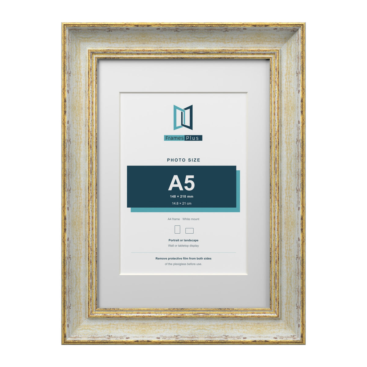 Cassis Cream A4 picture frame with a white mount for an A5 photo