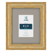 Cassis Gold 10 x 8 inch picture frame with a dawn grey mount for a 6 x 4 inch photo
