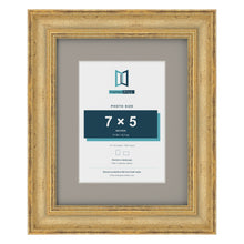 Cassis Gold 10 x 8 inch picture frame with a dawn grey mount for a 7 x 5 inch photo