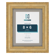 Cassis Gold 10 x 8 inch picture frame with a dawn grey mount for an 8 x 6 inch photo