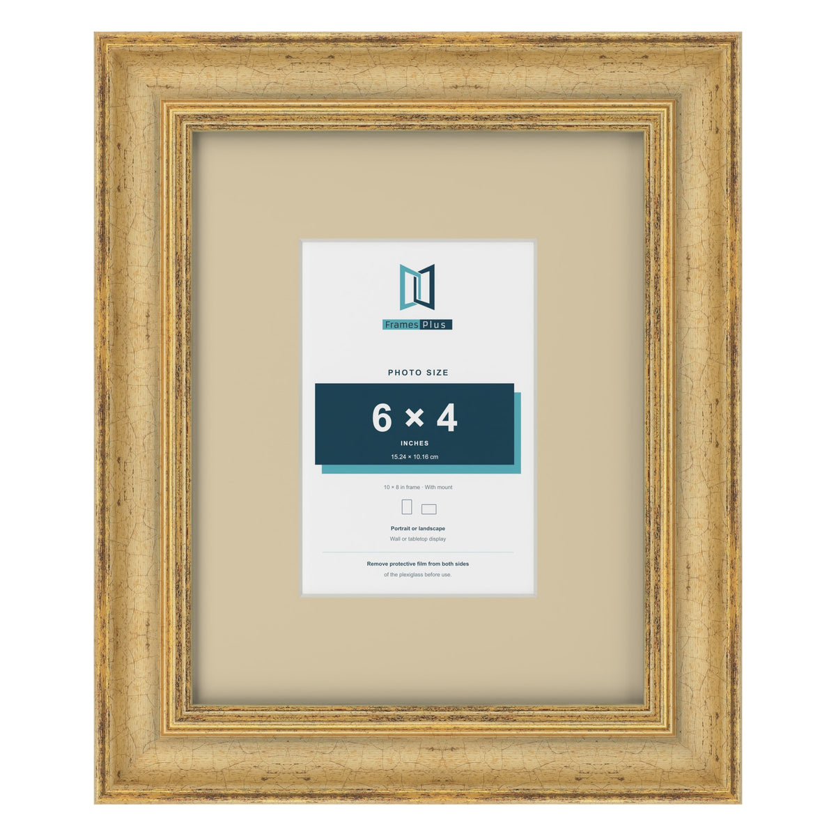 Cassis Gold 10 x 8 inch picture frame with an ivory mount for a 6 x 4 inch photo