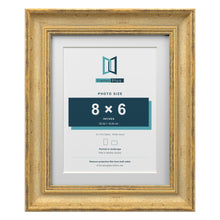 Cassis Gold 10 x 8 inch picture frame with a white mount for an 8 x 6 inch photo
