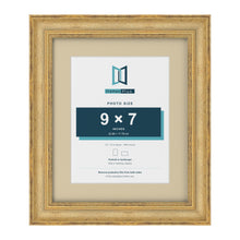 Cassis Gold 12 x 10 inch picture frame with an ivory mount for a 9 x 7 inch photo