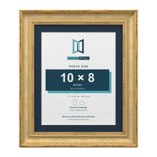 Cassis Gold 12 x 10 inch picture frame with a pacific blue mount for a 10 x 8 inch photo
