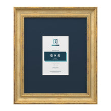 Cassis Gold 12 x 10 inch picture frame with a pacific blue mount for a 6 x 4 inch photo